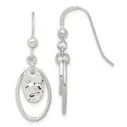 Sterling Silver Polished & Hammered Oval Dangle Earrings