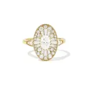 Art Deco Oval Cut Moissanite Engagement Ring 10K Gold Flower Proposal Ring Women