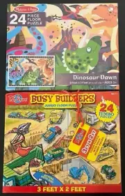 Melissa & Doug 24 Piece Floor Puzzle Dinosaur Dawn + Busy Builders Sealed