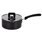 NutriChef 3.1 Quart Non-Stick Saucepan Pot with Lid Cover (Black)
