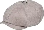 [Lifup] Men's Vintage Genuine Leather Newsboy Cap, Herringbone Genuine Sheepskin Flat Cap Fashion Beret Hat
