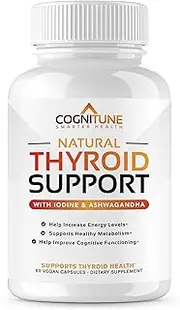 Natural Thyroid Support Complex Supplement with Iodine - Premium Energy, Metabolism, Focus, Weight Loss - Vegetarian Formula with Vitamin B 12, Magnesium, Selenium, Ashwagandha - 60 Capsules