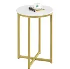 Gold Round Side Table Faux Marble Round End Table Modern Small Accent Home Decor