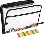Quteprint 13 Pockets Expanding File Folder with Zipper Closure, Cute Cartoon Dog Puppy Accordion File Folder with Sticky Labels, Letter Size A4 Papers Expandable File Document Organizer