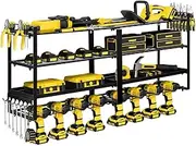 AUSWAY Power Tool Organiser 4 Tier Garage Shelving Unit Wall Mounted Metal Storage Rack Shelves Warehouse Drill Wrench Holder Hanger