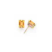 14k Yellow Gold Emerald-Cut Citrine stud Earrings
