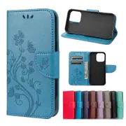 For iPhone 13 Case,Playful Butterflies PU Leather Wallet Cover,Blue