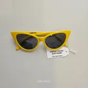 PETALS AND PEACOCKS Meow Meow Cat Eye Yellow Sunglasses NWT