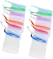 MUSISALY 25Pcs Handmade Soap Foaming Nets Nylon for Shower Bath Use Random Color Cleansing Pouches Durable Exfoliating Soap Saver for Easy Lathering