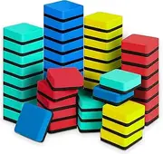 LOCONHA 48 Pack Magnetic Whiteboard Dry Eraser Chalkboard Cleansers, Square, 4-Color, Foam, Felt