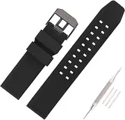 [Topuly] 23mm Rubber Watch Band Replacement Fits Luminox 3050 3060 3950 3080 3180 4200 6400 8820 8800 Watch Strap Metal Watch Wirstband Bracelet for Men and Women with Black Double Prong Clasp