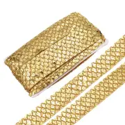 14 Yard Sequins Beaded Lace Trim 5 Row 1.4 inch Braid Trim Light Gold