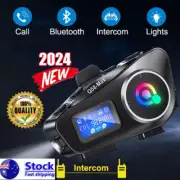 2024 Motorcycle Intercom Helmet Bluetooth Headsets Music Earphone TF Playback