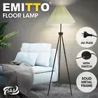Emitto Modern Tripod Floor Lamp Linen Fabric Lampshade Home Decor Reading Beige