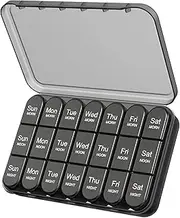 Daviky Weekly Pill Organizer 3 Times a Day, Medicine Organizer Box, Pill Box 7 Day, Daily Pill Box Organizer, Travel Container Pill Cases Organizers 7 Day to Hold Vitamins and Medication (Black)
