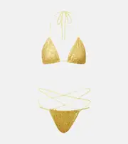 [Norma Kamali] Norma Kamali Criss Cross sequined bikini AU 14 yellow