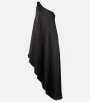 [Norma Kamali] Norma Kamali Asymmetric one-shoulder satin midi dress AU 12 black