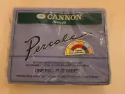 Vtg New Cannon MONTICELLO blue Percale Full Double Flat Sheet 81x96 Inches