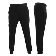 Men's Unisex Fleece Lined Jogger Track Pants Casual Gym Zipped Pockets Slim Cuff Trousers