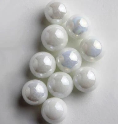 Bulk 14mm "White Pearly" Glass Game Marbles (.55 inch) - Pack of 50 Iridescent