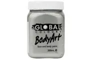 Global Body Art 200ml Jar Facepaint - Metallic Silver