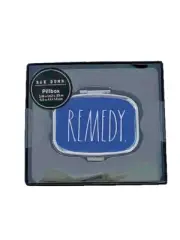 Rae Dunn " Remedy " Two-Compartment Pillbox Blue / Silver