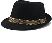 [Generic] Jazz for Adult, Panama Hat Soft Warm Jazz Cap, Fedora Hats for Unisex Men Women,Cowboy Mardi Gras Fancy Dress Accessories Black, Black, Adult Standard