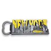 New York City Bottle Beer Opener Fridge Magnet Liberty Statue NY Yellow Cab Taxi
