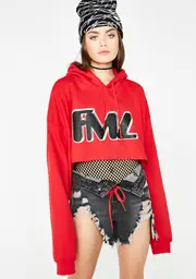 [Petals and Peacocks] FML Crop Hoodie