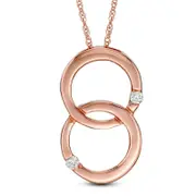 Natural Diamond Accent Double Interlocking Circles Pendant in 10K Rose Gold