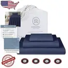 Luxury 100% Cotton Twin Bed Sheets Set - 600 Thread Count - Deep Pocket, Blue