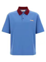 [Marni] Marni-Logo Patch Shirt Polo Celeste-Uomo 48IT