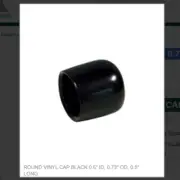 ROUND VINYL CAP BLACK 0.6" ID, 0.73" OD, 0.5" LONG, # VC-600-8 (Qty. 5)