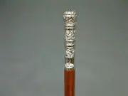 Vintage Wooden Walking Cane Long Antique Head Chrome Brass Handle Style Stick
