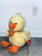 Russ Chirples Chick Yellow Orange Spring Animal Stuffed Plush Toy Orange Bow