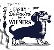 Easily Distracted by Wieners Magnets - 5" On Longest Side - Cute Weiner Dog - 2 Pack - Thick Strong Magnet - Bumper Magnets for Fridge, Toolbox, Cars - Made in USA - PLDFMAG0709
