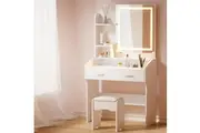Artiss Dressing Table Set Stool Led White Doria
