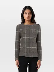 Grey Wool Tartan Pattern Jacket
