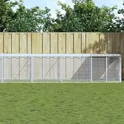 Chicken Cage with Roof Light Grey 1003x98x90 cm Galvanised Steel,Animals & Pet Suppliessss,Pet Supplies,Small Animal Supplies,Small Animal Habitats & Cages