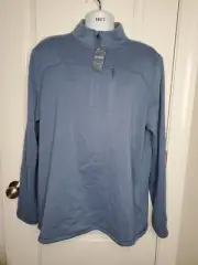 NWT JOCKEY Men's Extra Large XL Half Zip Blue Fleece Pullover Jacket Sweater