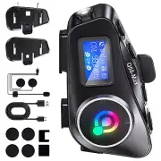 Motorcycle Intercom Helmet Bluetooth Headset LCD Waterproof support FM radio