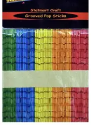 3 Packets Grooved Coloured Paddle Pop Sticks. Bulk