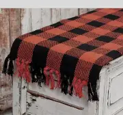 BUFFALO Check Cotton Table Runner PUMPKIN and BLACK 14.5" x 76" Fall Halloween