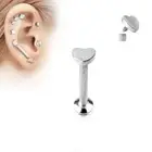 Piercing Ear Labret Screw Inner Heart Silver