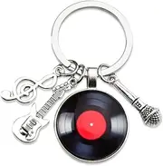 [Xiyantiji] Vinyl Record Keychains for Music Lovers Cool Punk Christmas Birthday Gifts for Musician Composer Girl Boys Music Teachers Students Music Accessories Recording Player Pendant Key Chain