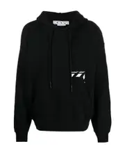 Off-White Logo Printed Drawstring Hoodie S,XL,L,M Black