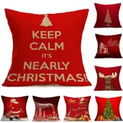 Home Cotton Christmas Decoration Xmas Tree Santa Deer Cushion Cover Pillow Case