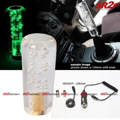 LED Light Green Stick Shift Knob 4" In Crystal JDM VIP Bubble Gear Shifter (for: Nissan)