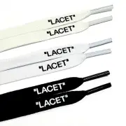 "LACET" SHOELACES for OW AF-1 Air Force 1 Jordan AJ 1 WHITE/ Natual White/ BLACK