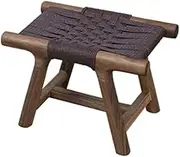 Chic Hand-Knitted Footstool, Home Solid Wood Shoe Bench, Children's Ottoman Footrest, Handicrafts for Housewarming C M